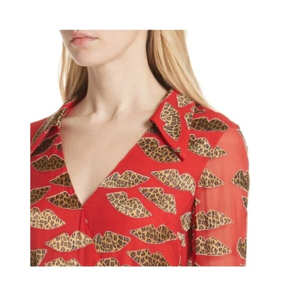 NWT Alice + Olivia Catina Faux Wrap Print Dress Silk in Cheetah Size 10 - Picture 2 of 4